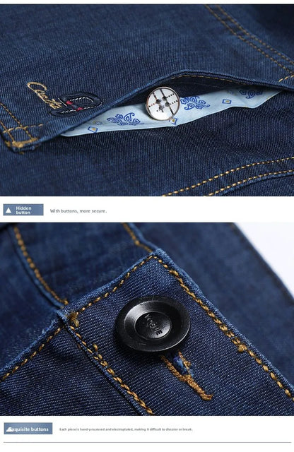 Men's Classic Straight Men's Jeans Fitted Comfortable Elastic Business Casual Denim Pants Korean Fashion  Autumn Casual Trousers