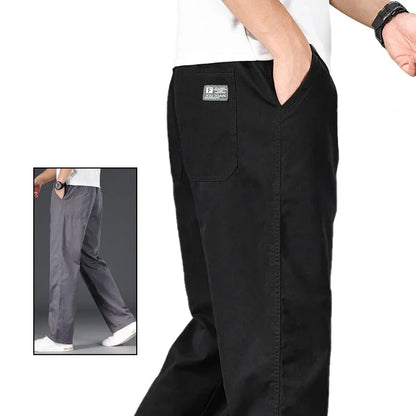 Men's 100% Cotton Cargo Pants Business Relaxed Fit Long Trousers Men Elastic Waist Drawstring Sweatpants Autumn Men Jogger Pants
