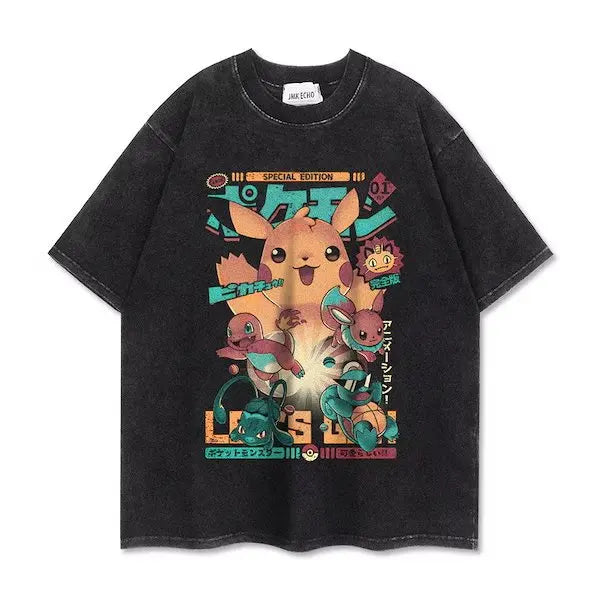 Graphic T-shirt Man Women Vintage Washed Short Sleeve Tee Casual Top Y2k Summer 2026 Fashion Loose Cotton Tee