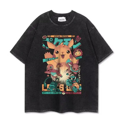 Graphic T-shirt Man Women Vintage Washed Short Sleeve Tee Casual Top Y2k Summer 2026 Fashion Loose Cotton Tee