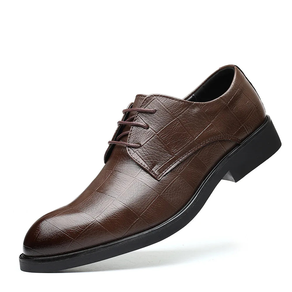 Breathable Men Shoes Korean Trendy Shoes Business Formal Leather Shoes Men Pointed Toe Inner Height Increase Large Size