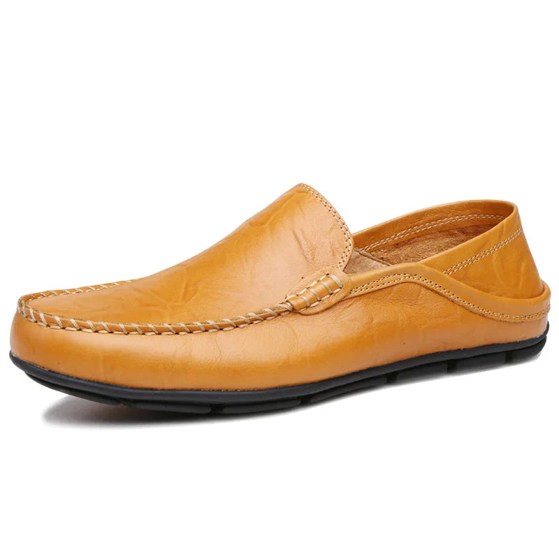 Sapatos Masculinos de Couro Mocassins Masculinos de Verão Sapatos de Couro Casuais de Negócios Clássicos Macios Mocassins Homem Sapatos Baixos Respiráveis