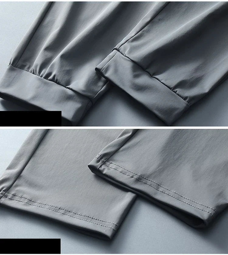 Men's spring and summer ice silk long pants slim fit new loose high elasticity fast drying outdoor running casual pants