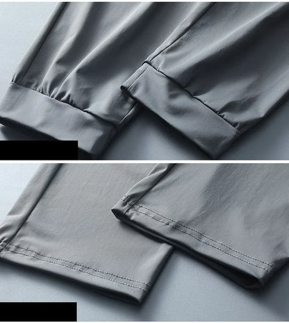 Men's spring and summer ice silk long pants slim fit new loose high elasticity fast drying outdoor running casual pants