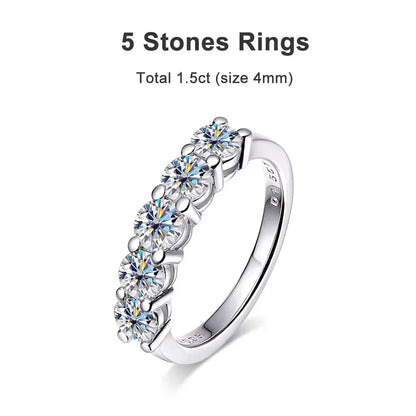 D Color 4mm Moissanite Diamond Rings for Women Classic Match Wedding Eternity Band with GRA s925 Sterling Silver Ring