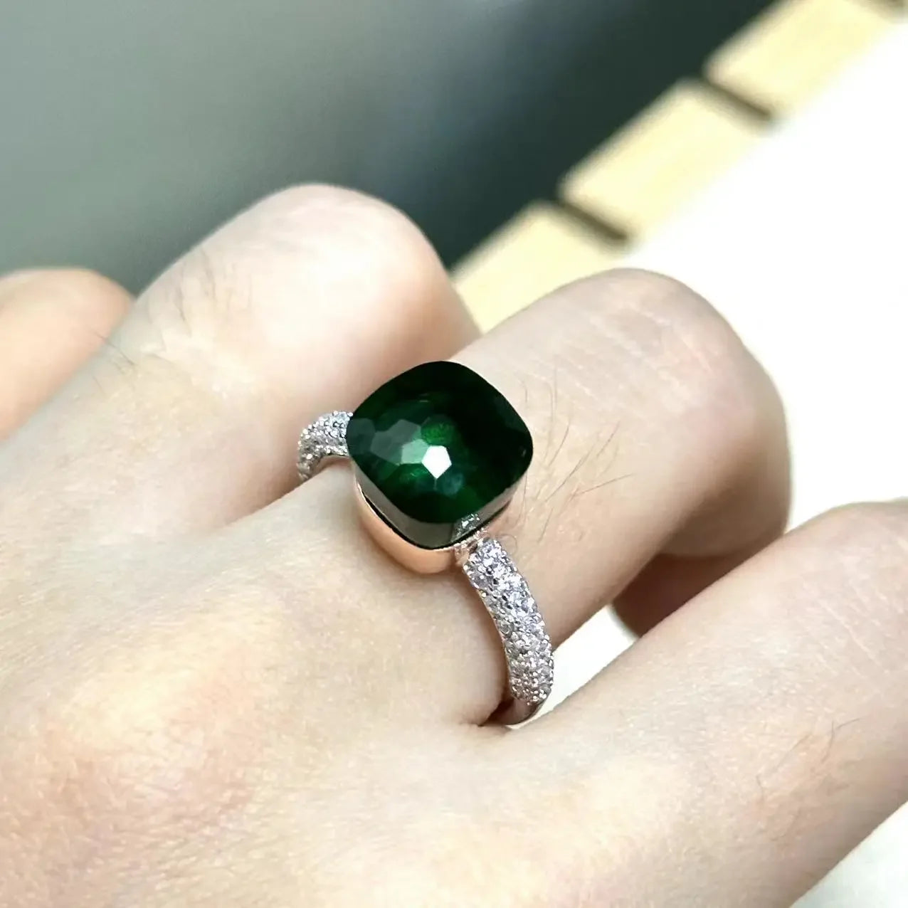10.6mm S925 Ring Silver Rose Gold Metal 32 Colors Candy Style Zircon Crystal Ring for Women Fine Jewelry Party Gift Trendy Ring