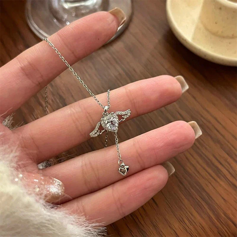 Fairy Elegant Pink Round Crystal Pendant Necklace Simple Design Korean Fashion Girls Women Star Clavicle Chain Jewelry Gifts