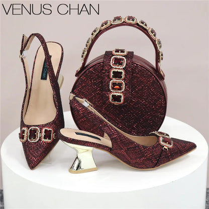 Ladies High Quality Women's Pumps And Bag Italian Fashion Design Dark Green Color Bag For Nigeria Wedding Party