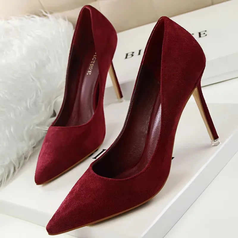 Shoes 2026 New Women Pumps Suede High Heels Shoes Fashion Office Shoes Stiletto Party Shoes Female Comfort Women Heels
