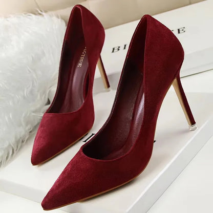 Shoes 2026 New Women Pumps Suede High Heels Shoes Fashion Office Shoes Stiletto Party Shoes Female Comfort Women Heels