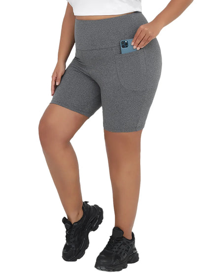 Plus Size High Waisted Biker Shorts For Women With Pockets Super Soft Tummy Control No See Through Workout Running Yoga