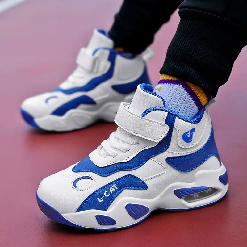 Children's High-top Basketball Shoes Anti-slip Basketball Combat Boots Boys Girls Outdoor Cushioned Sneakers Ankle Support Shoes