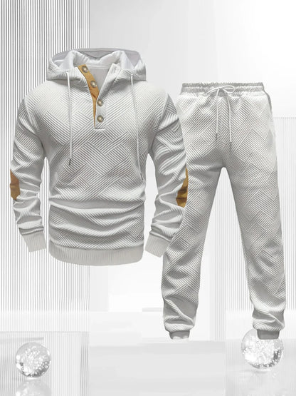 Men's Sportswear Solid Color Joggers Hoodie Sweatshirts and Long Pants 2 Piece Set Fashionable Casual Sports Set Men's Tracksuit