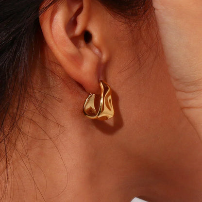 Hot-Selling Geometric Trapezoid Shape Creole Stainless Steel Earrings For Woman Unusual Earrings Women's Ear Creoles