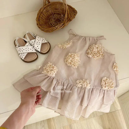 Girls Summer Three-Dimensional Flower Dress Child kids Sweet Clothing