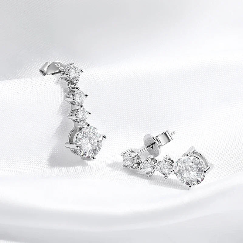 2.6CTTW D Color Certified Moissanite Drop Earrings for Women Four Claws Classic Wedding Jewelry 100% 925 Sterling Silver
