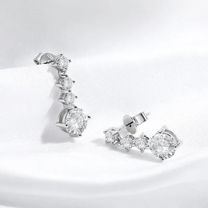 2.6CTTW D Color Certified Moissanite Drop Earrings for Women Four Claws Classic Wedding Jewelry 100% 925 Sterling Silver