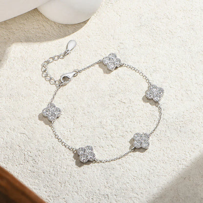 Moissanite Bracelets Women s925 Silver 18k Gold Adjustable Extension Chain Lucky Dainty Stackable Jewelry Birthday Gift