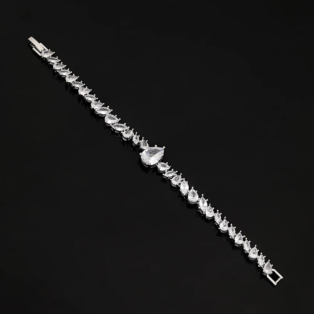 Luxury Cubic Zirconia Jewelry Sets for Women Wedding Bridal 4PCS Drop Necklace Earrings Set Party Gift