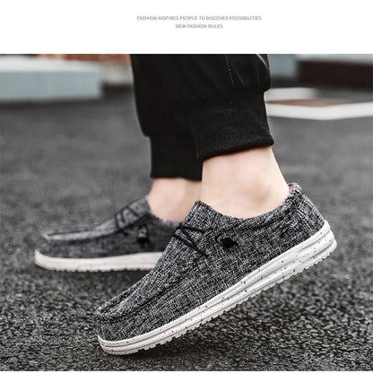 Brand Men Casual Shoes Fashion Denim Canvas Shoes Breathable Men Walking Flat Shoes Outdoor Large Size Light Men's Shoes Loafers