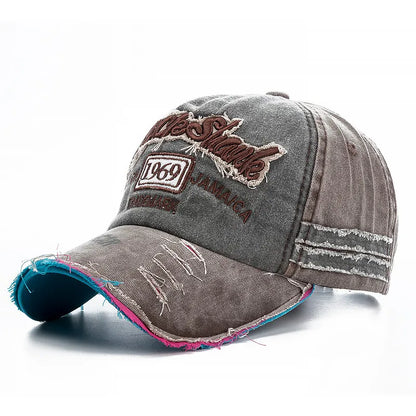 2025 High Quality Washed cowboy letters Cotton Cap For Men Women Adjustable Autdoor Sun protection hat Rock Shark Baseball Caps