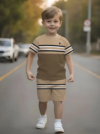Boys Loose Casual Sets Summer Teen Gradient T-Shirts Shorts 2PCS Big Kids Sport Short Sleeve Clothes Suits Children Print Outfit