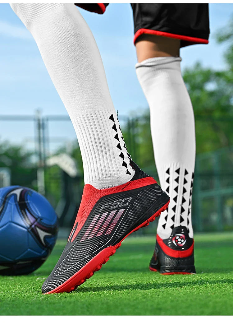 Without-Lace Mens Soccer Shoes f50 SLIP-ON Non-Slip Turf Soccer Cleats TF BOYS FG Training Football Boots Chuteira Campo 35-45