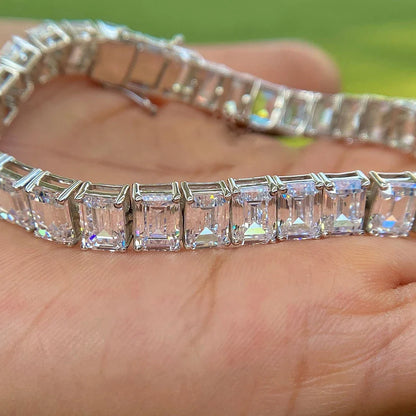 0.4/1carat Emerald Cut full Moissanite Tennis Bracelet With Certificates 925 Sterling Silver plated 18k Gold Bracelets For Women