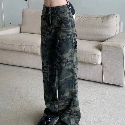 Calça Jeans Camuflada Vintage Feminina