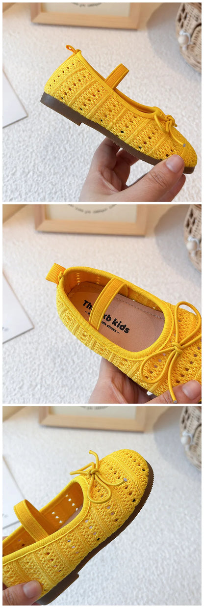 Kids Sandals for Girls Summer New Non-slip Sole Toddler Beach Vacation Shoes with Cute Bowtie Princess Ballet Mary Jane Flats