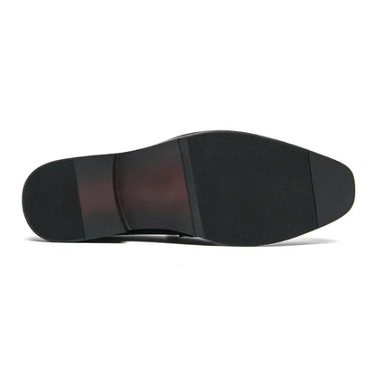 Fashion Penny Loafers Leather Men Shoes  Simple Pointed Toe Slip On Dress Business Suit Casual Party Wedding Shoes For Man