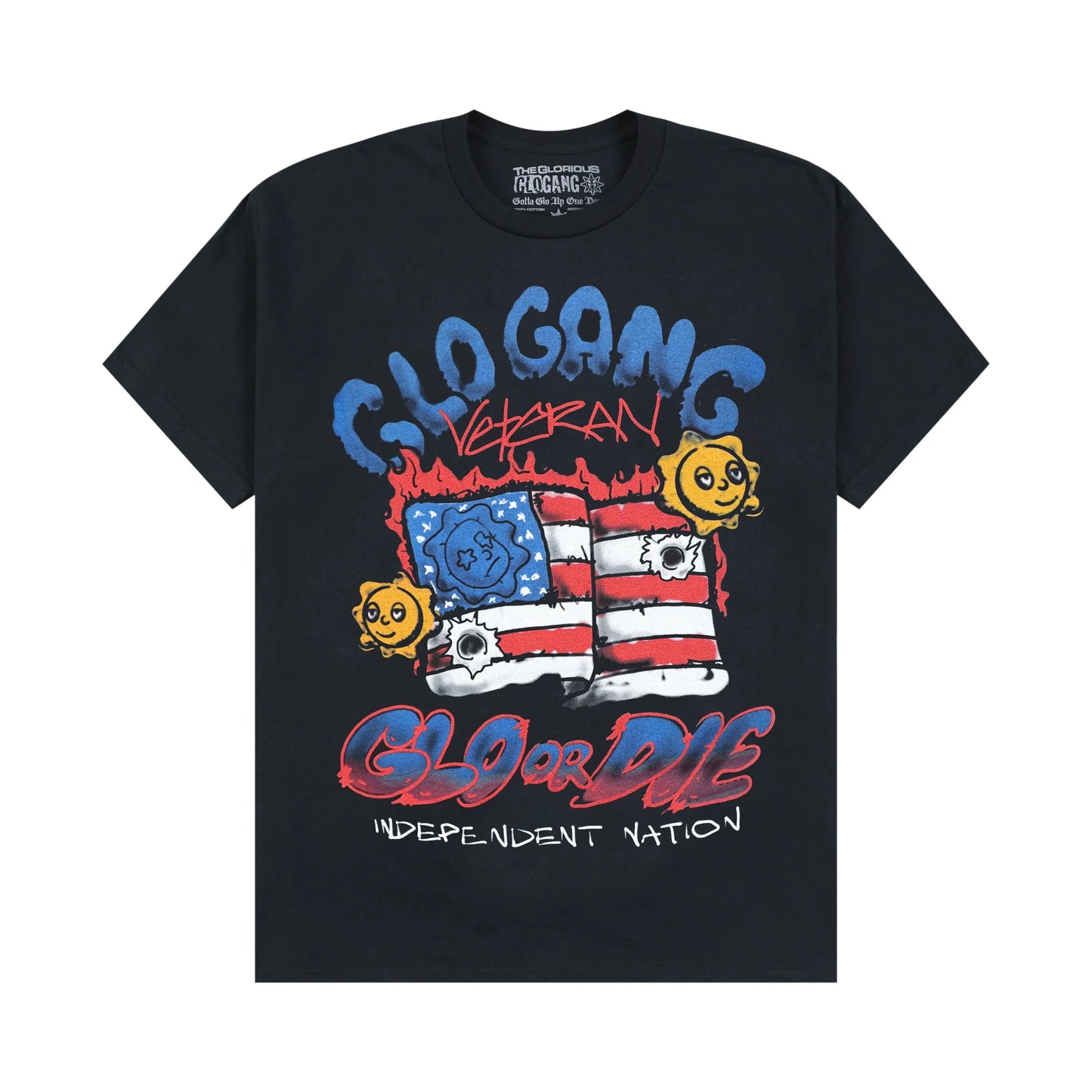 Glogang Men's Trendy Short-Sleeve T-Shirt Fashionable Street Style Harajuku Style Y2K Crew Neck Short-Sleeve Pure Cotton T-Shirt