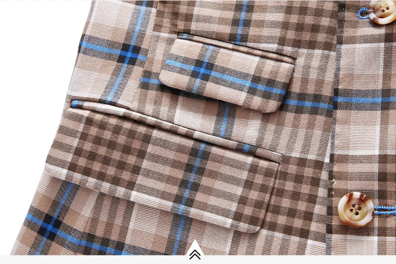 Blazers Calças Marca de Luxo Boutique Masculina Moda Xadrez Jaqueta Terno Casual de Negócios Calças Roupa de Festa para Noivo