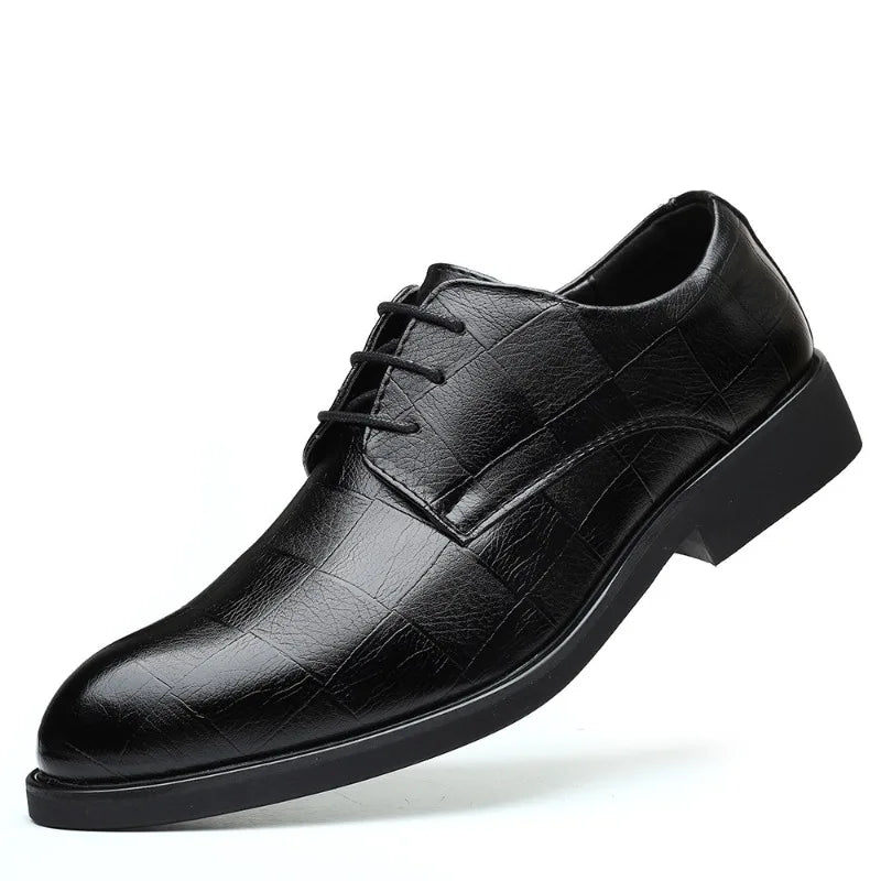 Breathable Men Shoes Korean Trendy Shoes Business Formal Leather Shoes Men Pointed Toe Inner Height Increase Large Size
