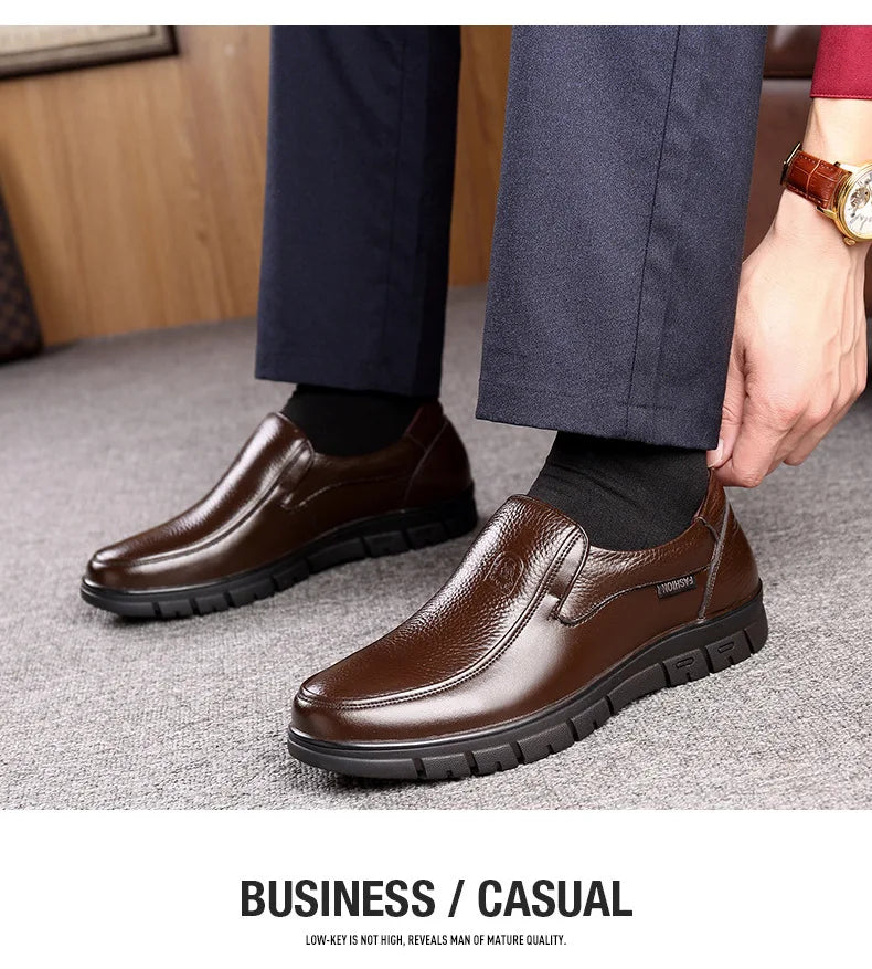 Handmade Shoes Genuine Leather Casual Shoes For Men Flat Platform Walking Shoes Outdoor Footwear Loafers Breathable Sneakers