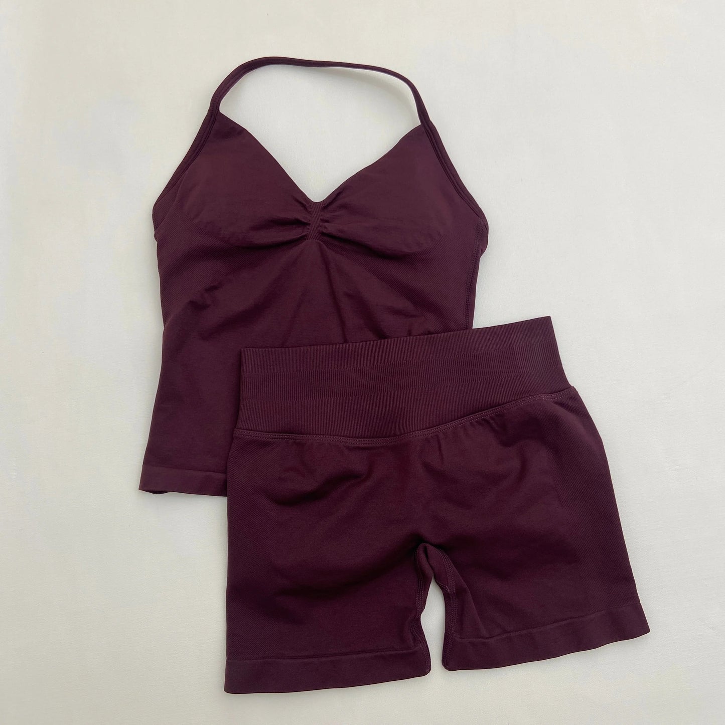 Yoga Longline Strappy Top Leggings Set Women's Backless Camisole Built-In bra Vest High-Waisted Hip Lift Gym Shorts Sports Set