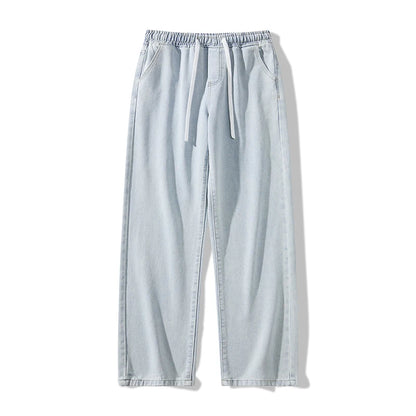 Calça Jeans Masculina Primavera Outono Tendência High Street Reta Perna Larga Roupas Masculinas Calça Jeans Corte Reto