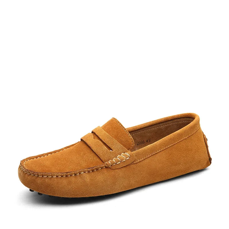 High Quality Suede Men Casual Shoes Non-slip Mens Driving Shoes Slip on Flats Loafers Leather Shoes 10 Colors Size 38-49