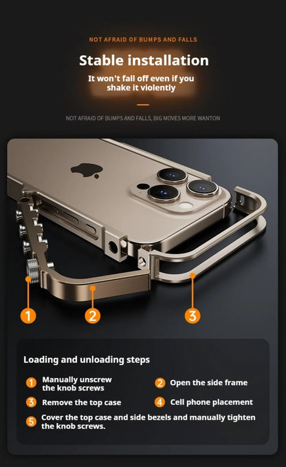 Cyberpunk Punk Mechanical Phone Frame Case For iPhone 17 Air 16 15 14 13 Pro Max Plus Aluminum Alloy Metal Shockproof Bumper