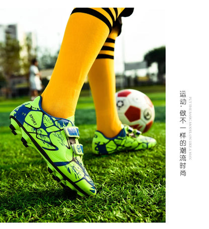 Kids Soccer Shoes HOOK&LOOP Football Sports Shoes Boy Outdoor Non-Slip Training Shoes Child Lightweight Children's Soccer Cleats