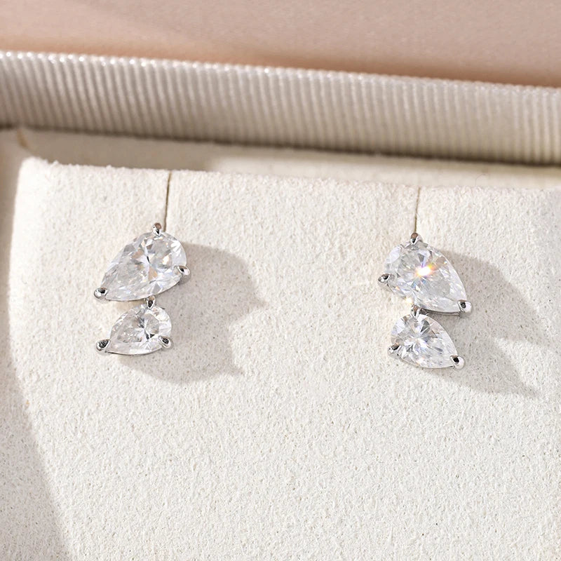 pass test 3CTTW Pear Cut All Moissanite Stud Earrings for Women Sparkling Diamond Wedding Jewelry 925 Sterling Silver