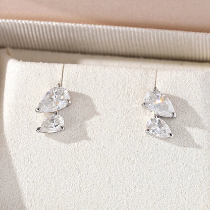 pass test 3CTTW Pear Cut All Moissanite Stud Earrings for Women Sparkling Diamond Wedding Jewelry 925 Sterling Silver