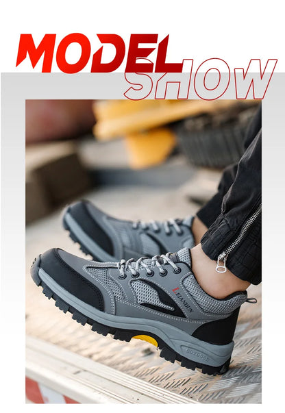 Men's Tactical Safety Shoes Breathable Steel Toe Puncture Resistant Work Shoes Wear-Resistant Protective Footwear