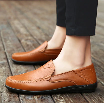 Genuine Leather Men Casual Shoes Luxury Brand Formal Men Loafers Moccasins Italian Breathable Slip on Male Boat Shoes Size 37-47