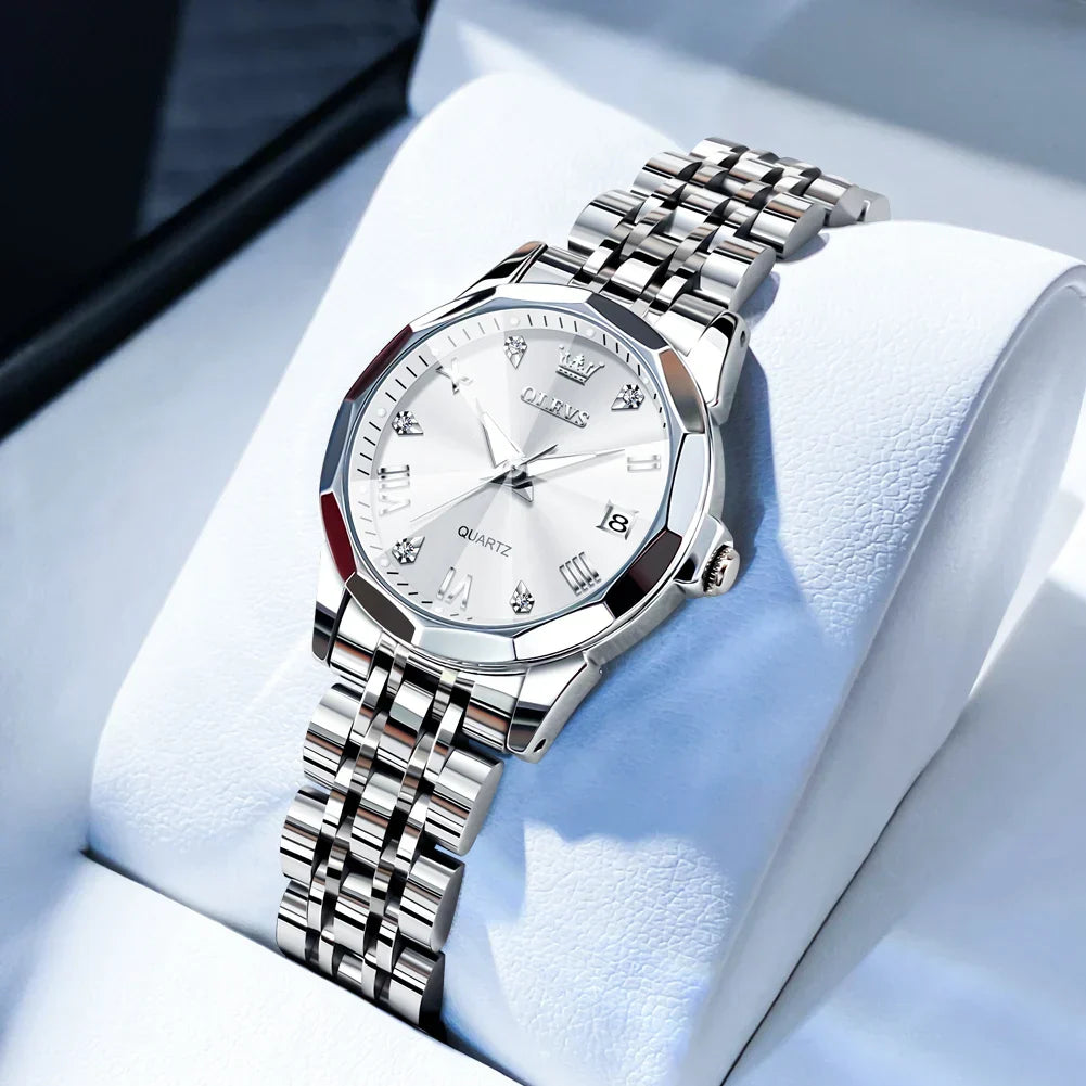 Fashion Golden Watch for Women Stainless Steel Waterproof Women's Watches Elegant Original Luxury Ladies Quartz Wristwatch