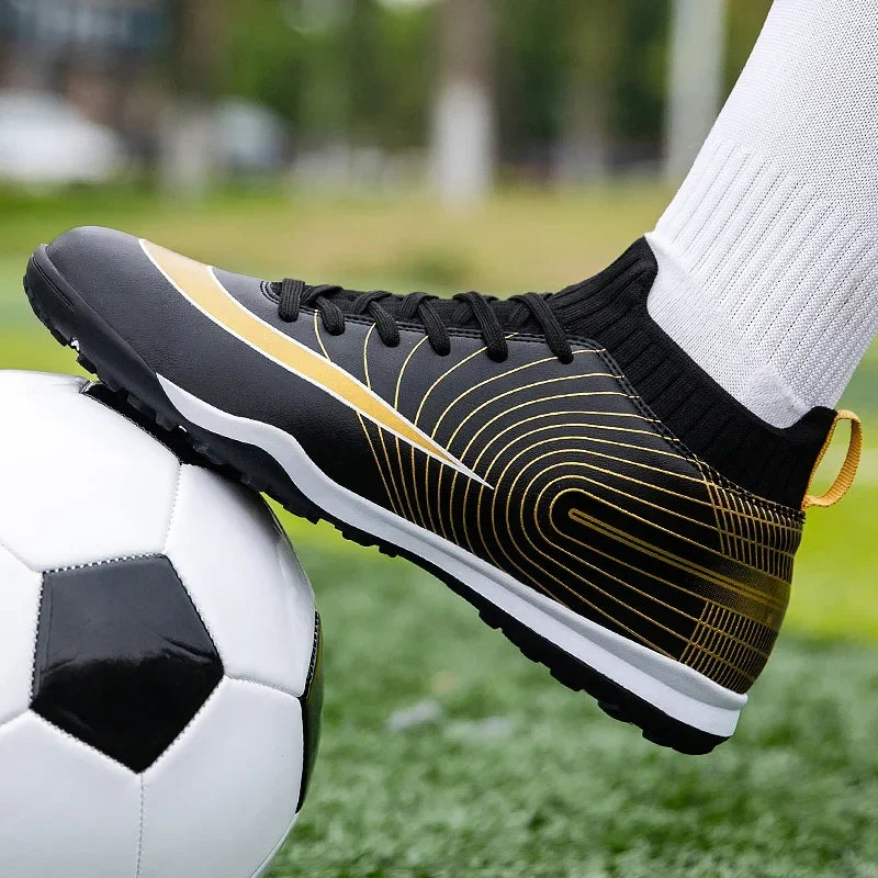 Professional Men Ankle Football Boots Outdoor Grass Cleats Unisex Soccer Shoes Long Spikes Tf Football Shoes Chuteira Society