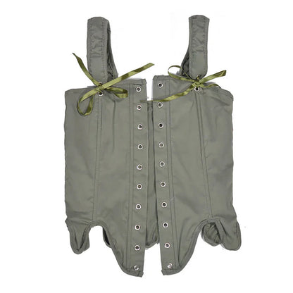 Women's Retro Lace-up Corset Crop Top Sleeveless Spaghetti Straps Bustiers Corsets Medieval Slim Tight Cami Tops Club Outwear