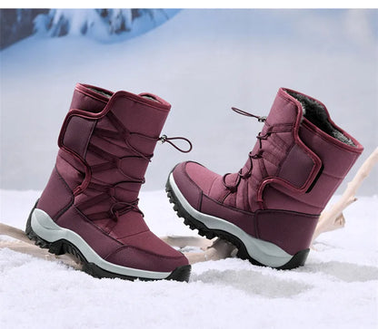 Men's Winter Shoes Waterproof Men's Boots Warm Plush Couple Snow Boots Outdoor Non-slip Hiking Boots Men Work Ankle Boots