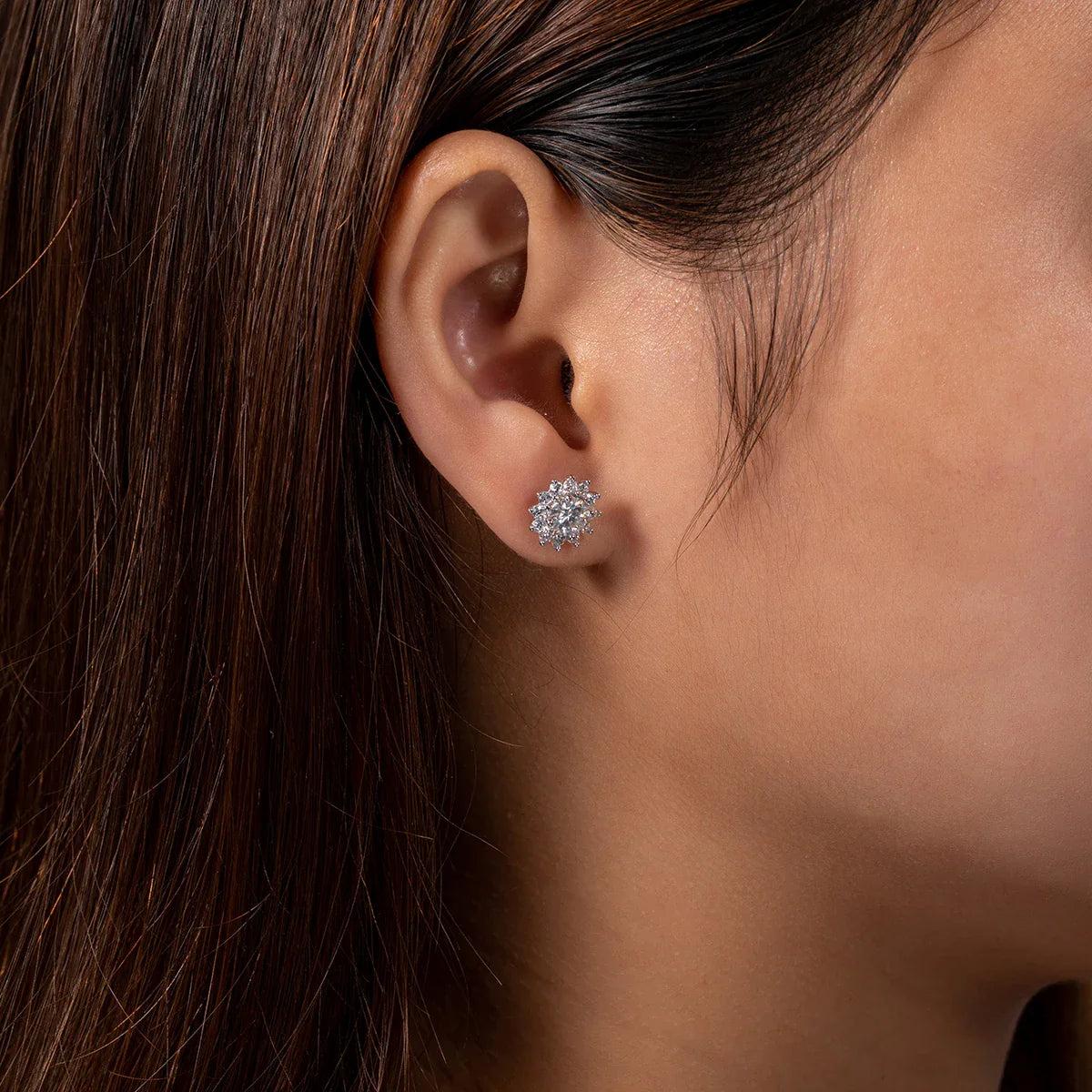 1 Carat Total D Color Moissanite Diamond Sunflower Earrings For Women 925 Sterling Silver Stud Earrings Wholesale