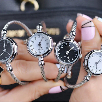 Women Watches Small Gold Bangle Bracelet Watch Stainless Steel Retro Ladies Quartz Wristwatch Clock Fashion Dress Watch